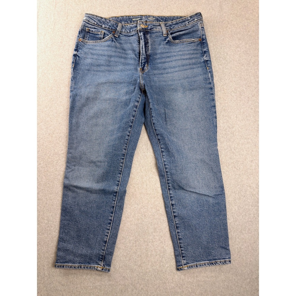 Old Navy High Rise OG Straight Jeans 16 Petite Medium Wash Denim S/526534-00